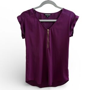 Express Purple Zip-Front Blouse